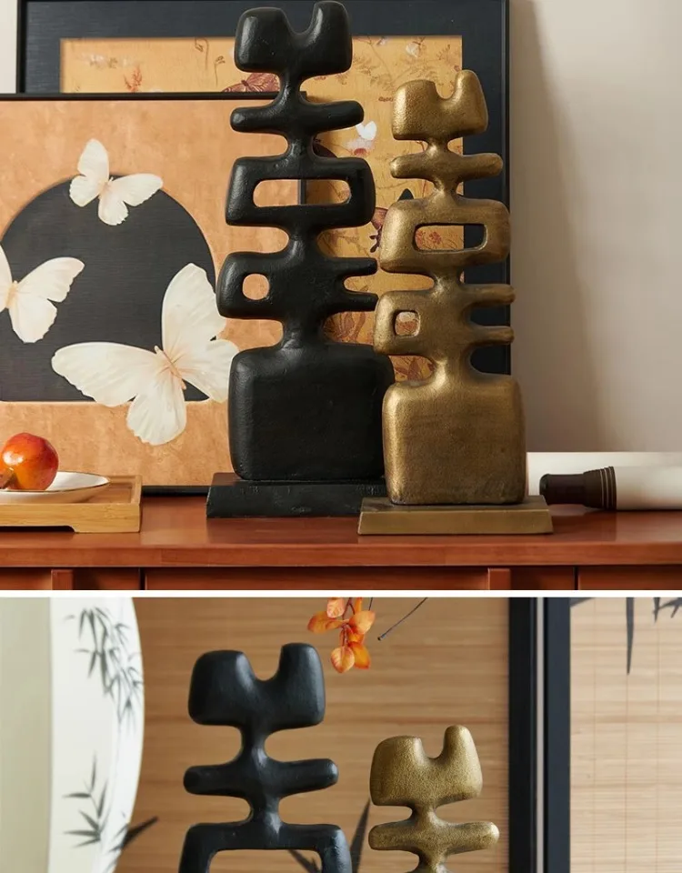 Decorazione moderna e minimalista creativa in alluminio nero bronzo lisca di pesce scultura in metallo cavo