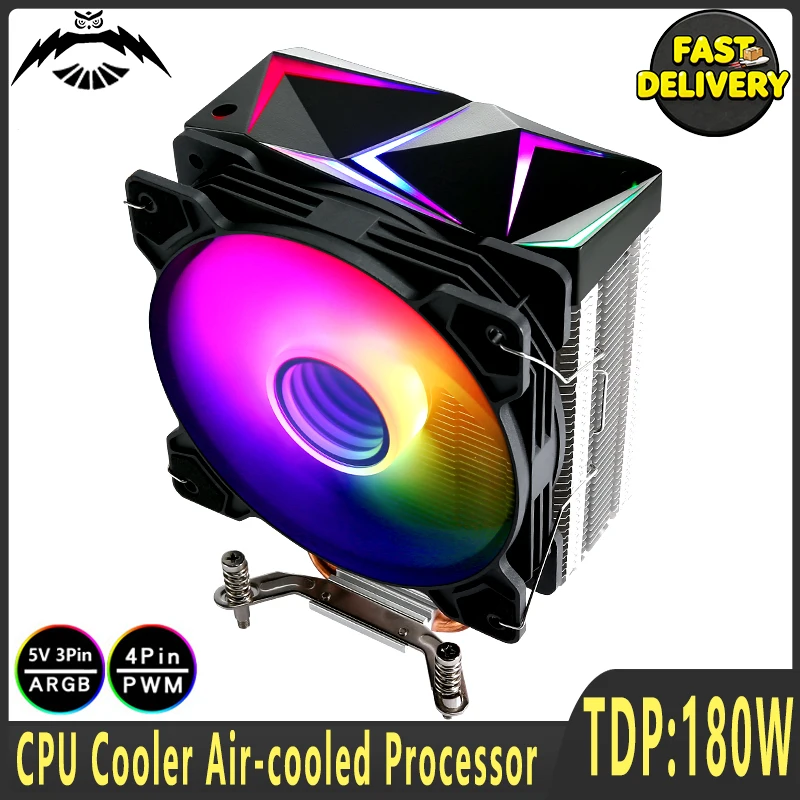 

Совместимая тепловая трубка Intel i3/i5/i7/i9/x79/x99/E5 4/6, 120 мм, ArGB, вентилятор для ПК, кулер, установка процессора LGA2011, 115x1200, 1700, 2066