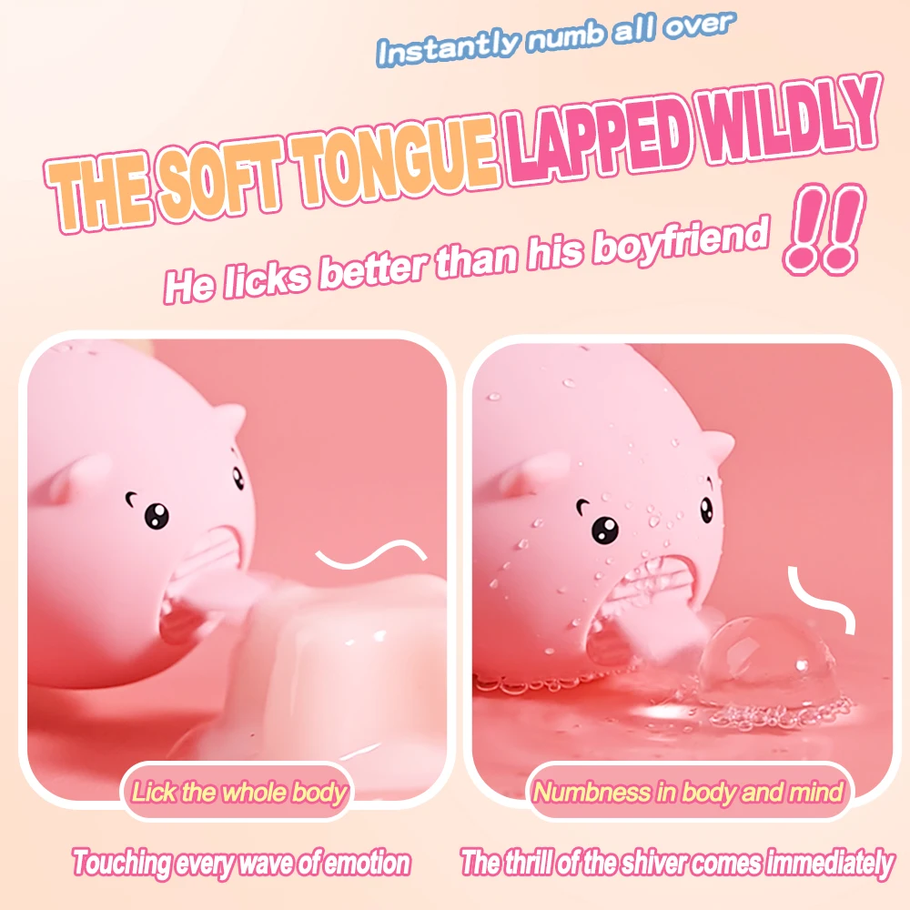 Cute Mini Pig Tongue Licking Toys for Woman Clitoral Nipples Anal Stimulation Vibrators Female Masturbation Sex Toys for Couples