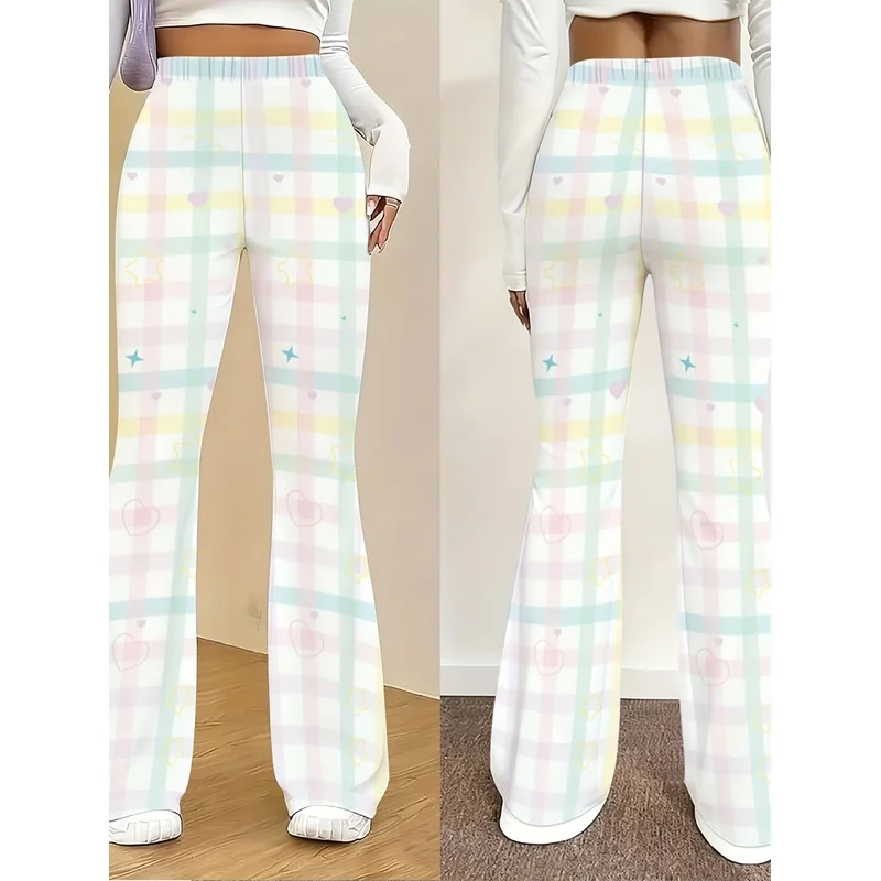 Geometric pattern printed wide-leg pants, suitable for daily casual wear of teenagers aged 7 to 16.