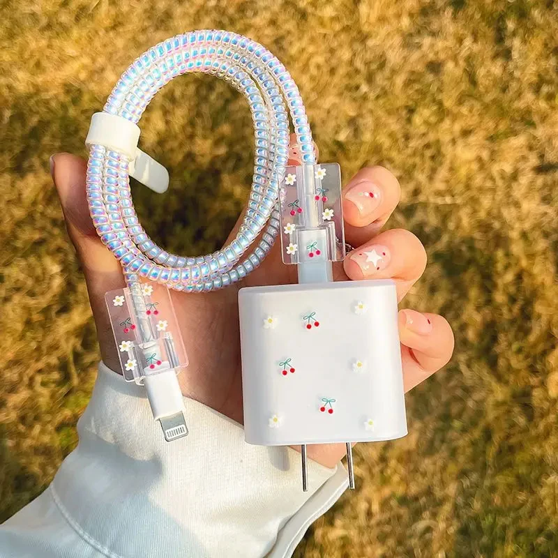 For Apple 12 Data Cable Cherry Protect Case 18W/20W Suitable for 16/14 Plus Chargers iPhone 11 Pro max Charging Cable Shell