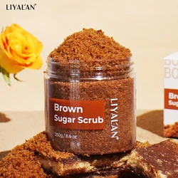 LIYALAN Brown Sugar Body Scrub Smooth Skin Exfoliating Deep Cleaning Softens Cuticles Moisturizing Whitening SPA Organic Sugar