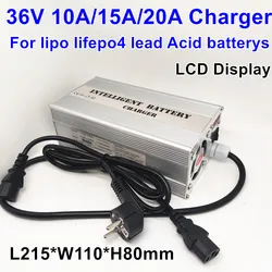 36V 10A 15A 20A Quick adjust charger 42V43.8V lipo lifepo4 lipo liquid lead acid rechargeable storage battery carregador 10S 12S