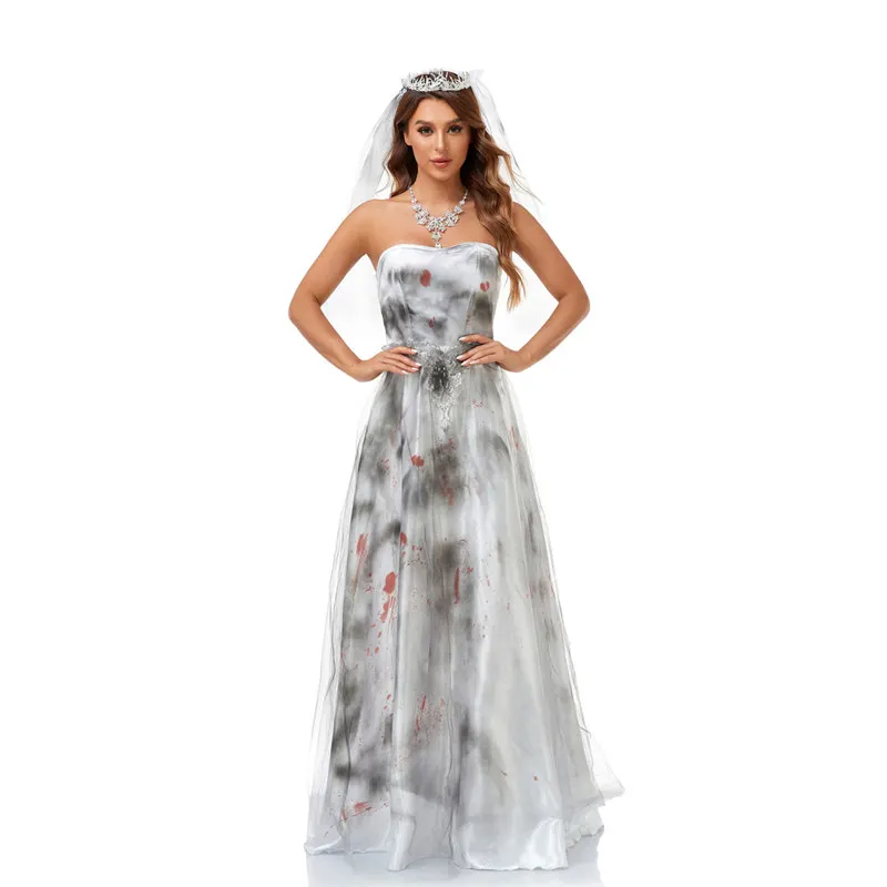 Adult Women's loween Costume  Bride Role Play Cosplay Scary Witch Robe Performance Traditional Chinese Ethnic Women...