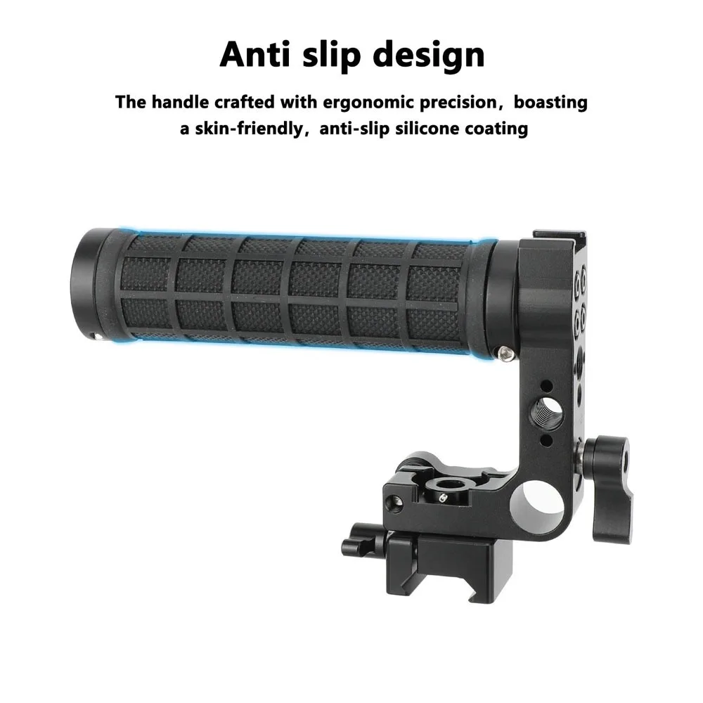 

HDRig NATO Clamp Handle with Rubber Handlegrip & 15mm Rod Clamp & Cold Shoe Mount for DSLR Camera Cage Top Mount