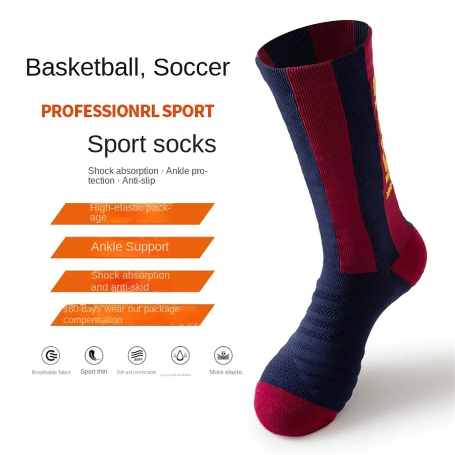 زوج واحد جديد من جوارب فريق كرة القدم، جوارب رياضية سميكة للتدريب المضاد للانزلاق للبالغين قابلة للتنفس #6