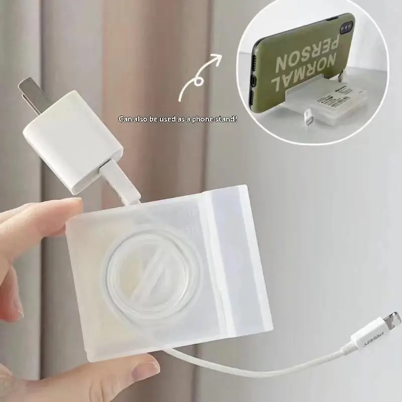 Rotatable Portable Cable Winder Box Round USB  for Headphone Data Charger Cable Desktop Office Organization