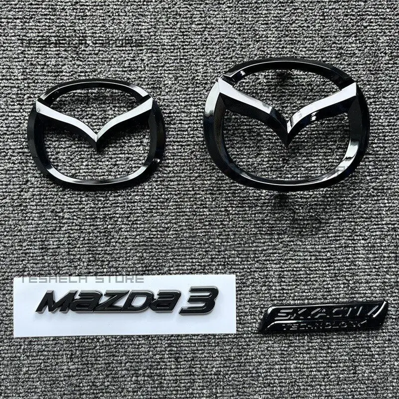 For MAZDA3 2014-2015 2016 2017 2018 2019 Black Front Head Grill Hood Bonnet Emblem Rear Tail Bumper Trunk Boot Auto Accessories
