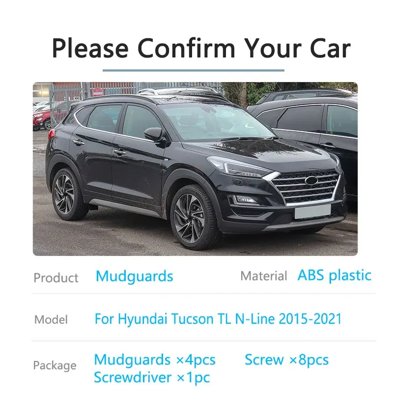 For Hyundai Tucson TL N-Line 2016~2021 Mudguards Splash Guards Flaps Front Rear Mudflap Wheel Protector Fender Car Accessories