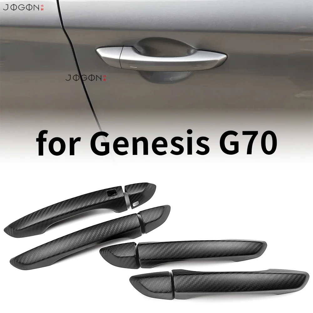 

LHD 4PCS Real Carbon Fiber Door Handle Cover Sticker Trim For Genesis G70 pre-facelift Car-Styling Exterior Parts Accessories