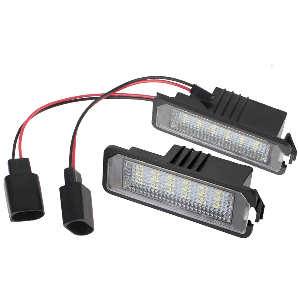 18SMD Error free LED For VW Golf MK4 MK5 MK6 Passat Polo CC Eos 2Pcs Car Accessories Car License Number Plate Lights 12V 6500K