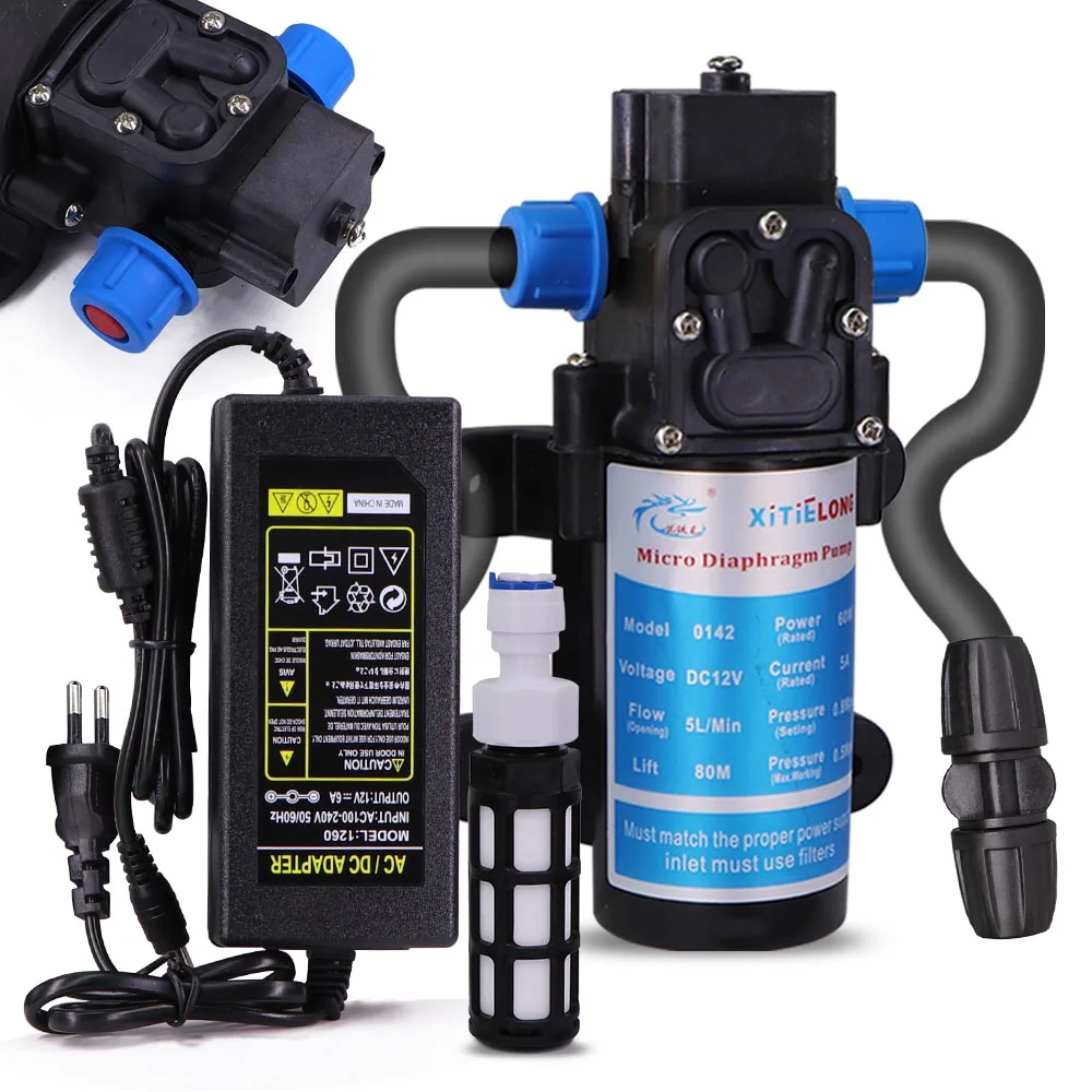 45/60/80/100W Water Pressure Diaphragm Self-priming Pump with 110-240V Power Supply Kit Garden Irrigation Agriculture Watering