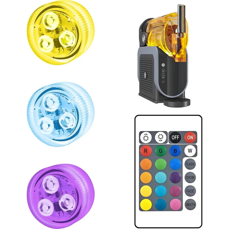 75STO-LED แคปซูลสําหรับ Ninja Slushi FS301/FS300, 16 สีและ 4 โหมดและไม่มีการติดตั้ง, RGB กันน้ํา 3-Pack