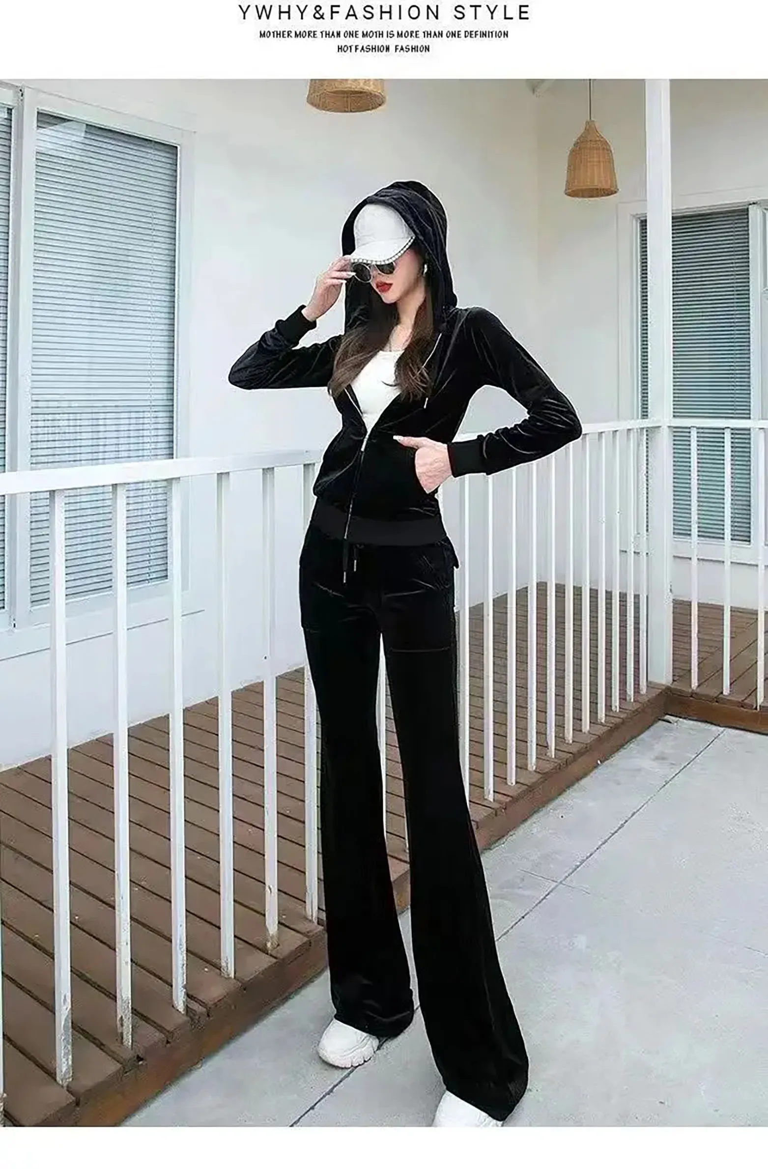 Women\'s Suits Spring Autumn Outdoor Velvet Women Tracksuits Hooded Collar Jogging Sportswear suit