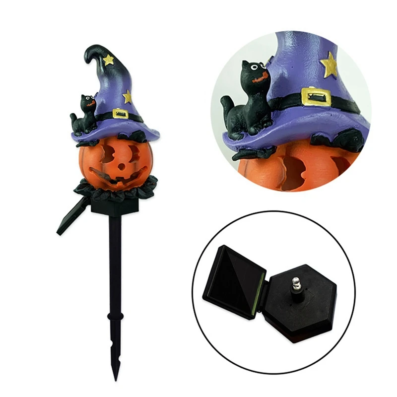 Hot Solar Pumpkin Lantern Halloween Outdoor Light Atmosphere Light Waterproof Resin Light Suitable For Courtyard Garden