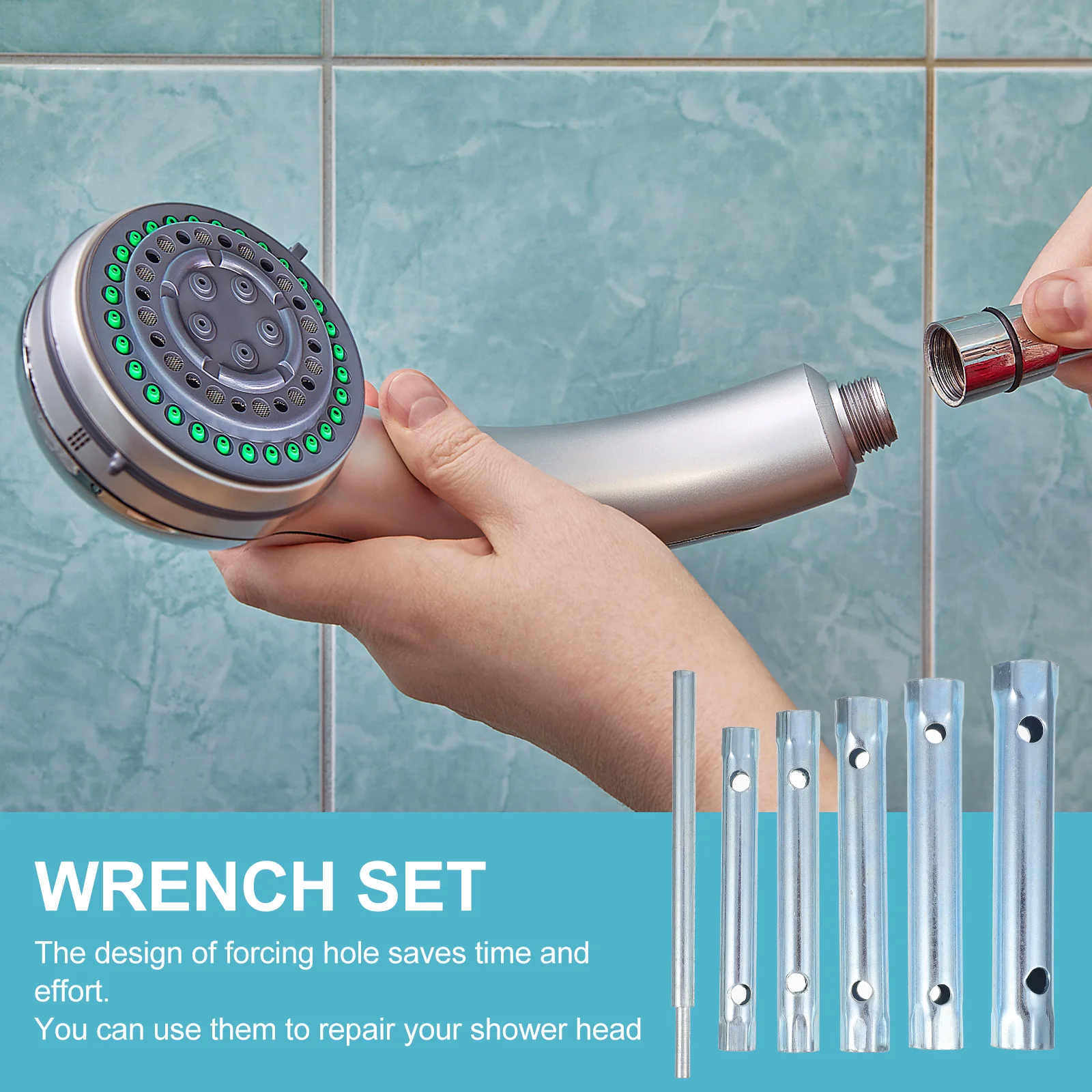 

1 Set High-Carbon Steel Hollow Sleeve Shower Repairing Wrench Set Galvanized Durable Hand Tool Home Use Hex Spanner