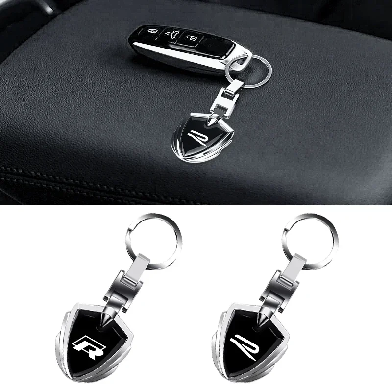 Car Logo Stying 3D Metal Key Rings Shield Shaped Keychain For VW GTI Polo Golf Passat Tiguan Arteon Touareg CC Taigo Caddy