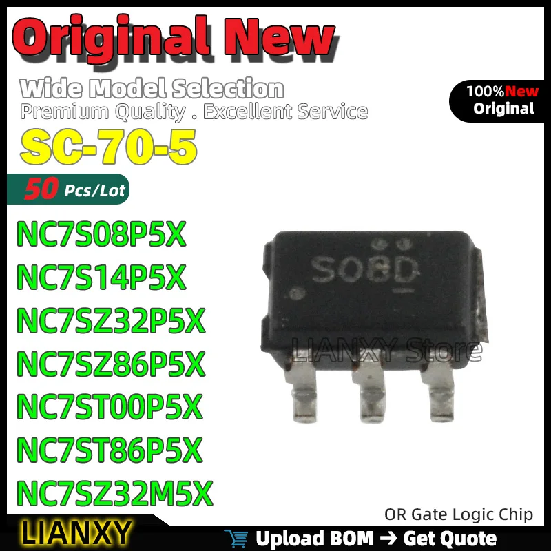 50pcs SC-70-5 NC7S08P5X NC7S14P5X NC7SZ32P5X NC7SZ86P5X NC7ST00P5X NC7ST86P5X NC7SZ32M5X OR Gate Logic Chip New Original