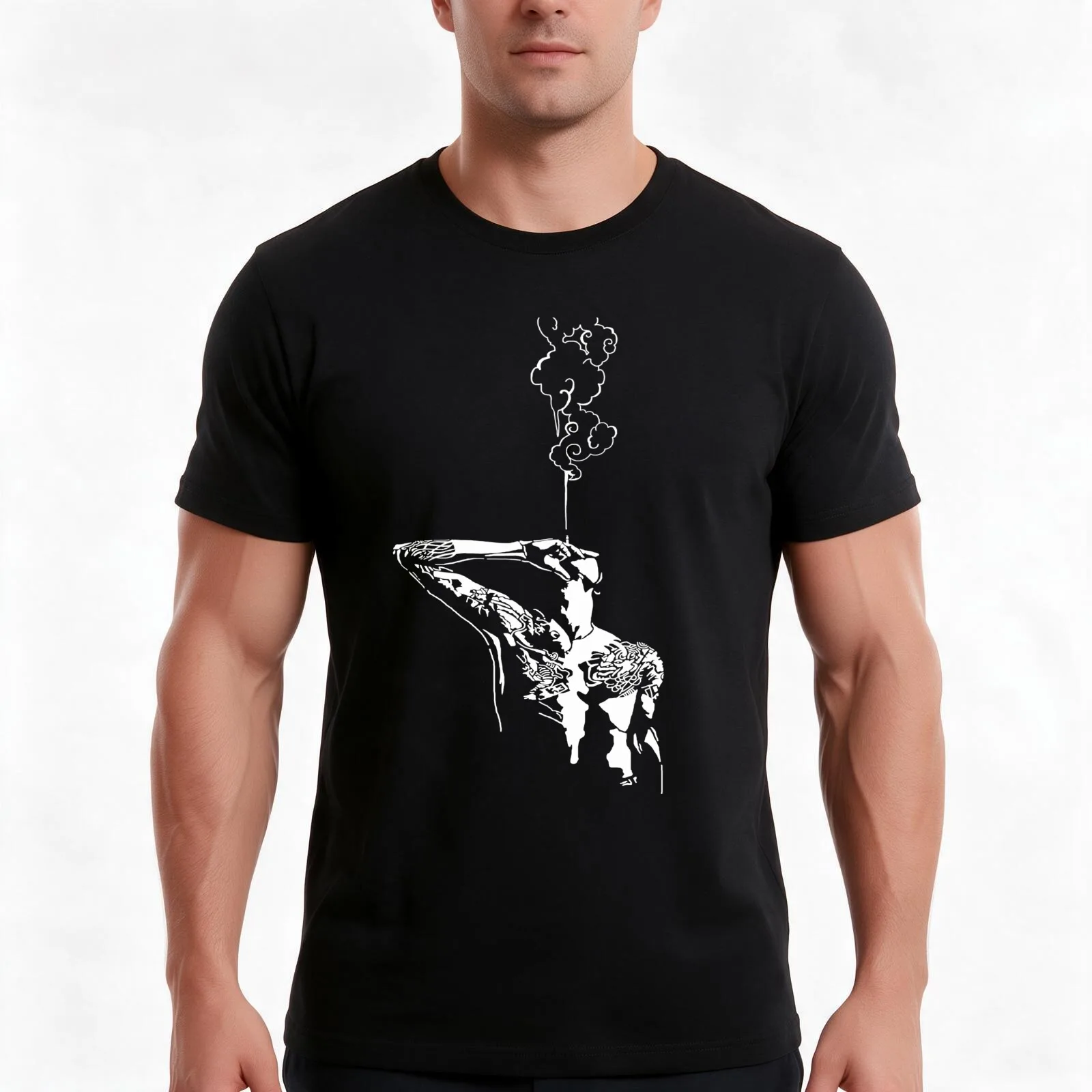 Yakuza T-Shirt, Summer Casual Cotton Tee, Oversized Streetwear Tops, Vintage Graphic Print, Loose Fit Short Sleeve, 100% Cotton