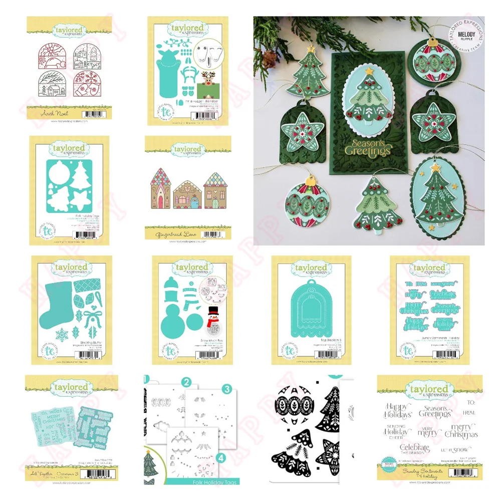

2024 New Christmas Gingerbread Lane Metal Cutting Die Sundry Sentiments Stamp Stencil for Scrapbook Decoration Template DIY Card