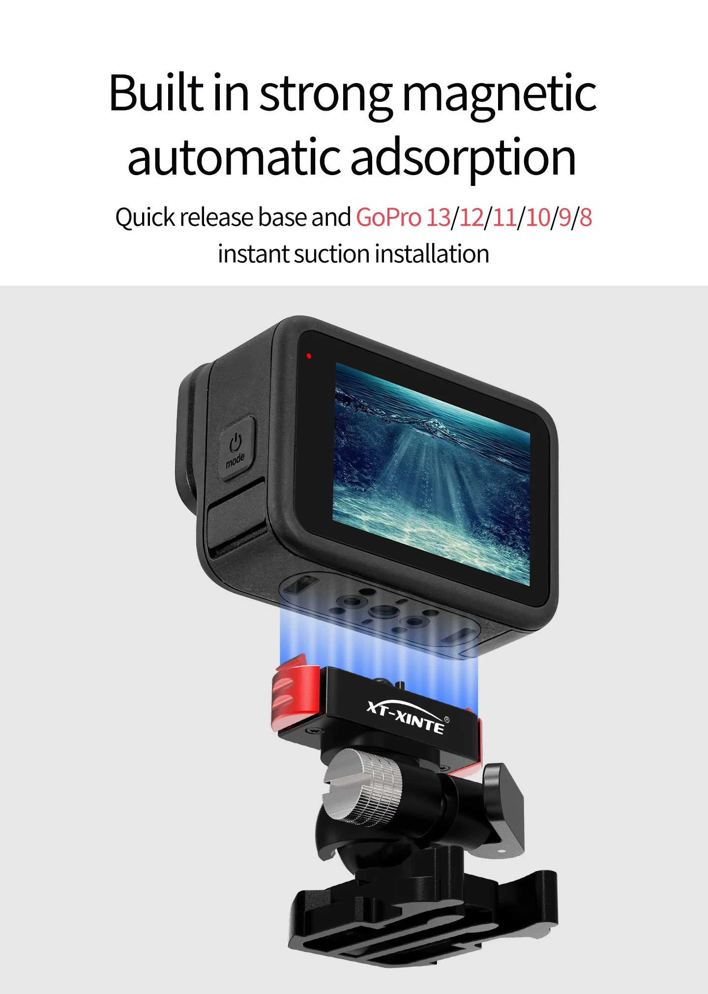 17MM Kugelkopf Action Kamera Schnellverschluss Schnalle Basis für GoPro Insta360 DJI Osmo Tasche Magnetische Motorrad Halterung – Detail 9