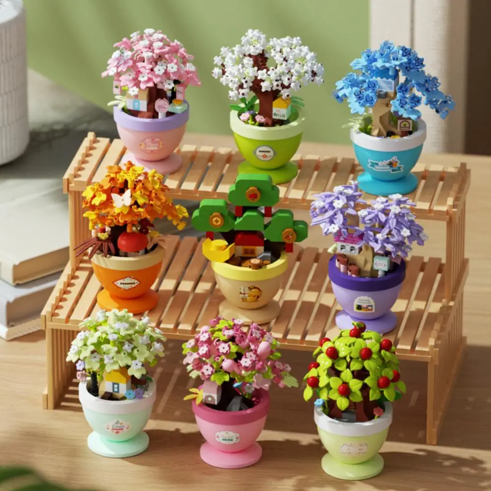 Blume für Kinder Puzzle Montage mit Topf Micro Baustein Sonnenblume Rose ewiger Blumenstrauß Mini Diamant Modell Ziegel Spielzeug