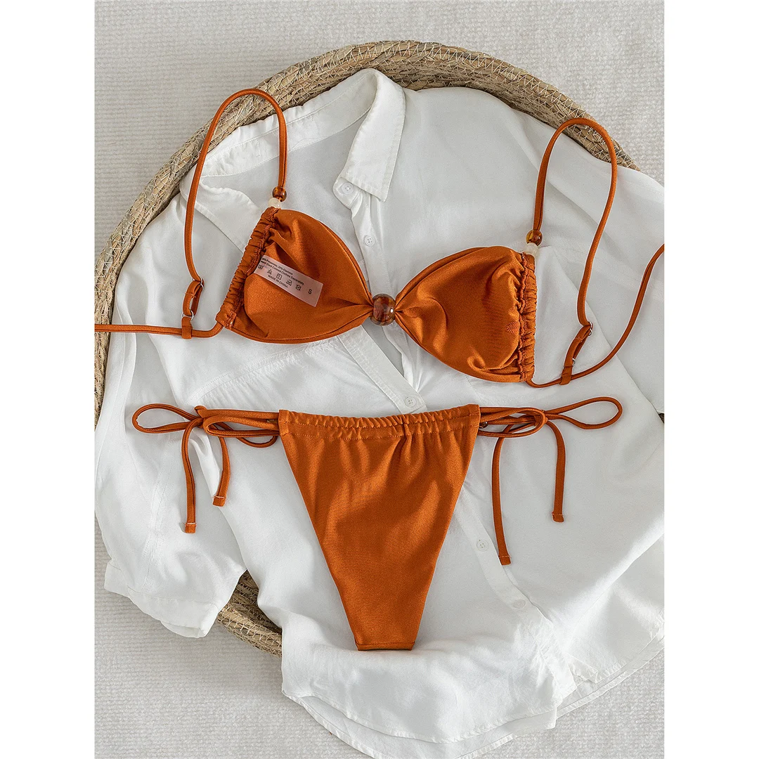 S - XL, hoch geschnittener Bikini mit Trägern, Damen-Badeanzug, zweiteiliges Bikini-Set, gepolsterter Badeanzug, Badebekleidung, Modell V8472. – Detail 6