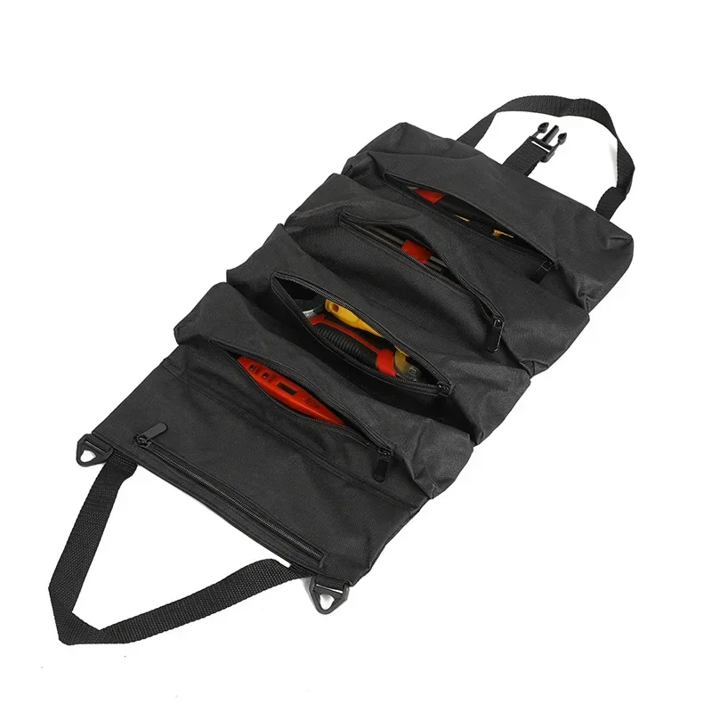 Organizer Bucket Car First Aid Kit Wrap Roll Storage Case 1pc Tool Roll,Multi-Purpose Roll Up Tool Bag Wrench Roll Canvas