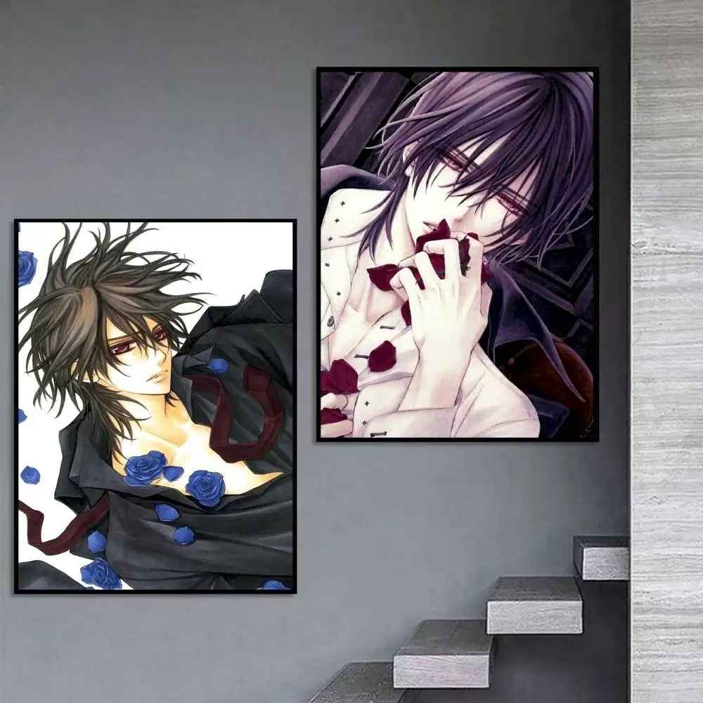 Retor Anime Vampire Knight Poster Self-adhesive Art Waterproof Paper Sticker Coffee House Bar Room
