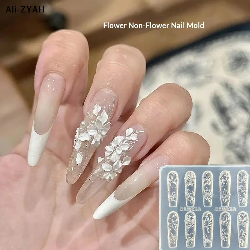 【YH】Flower Nail Art Mold Silicone Five-Petaled Flowers Pattern Nail Art Decorations Stereoscopic Nail Polish Filling Mold Relief