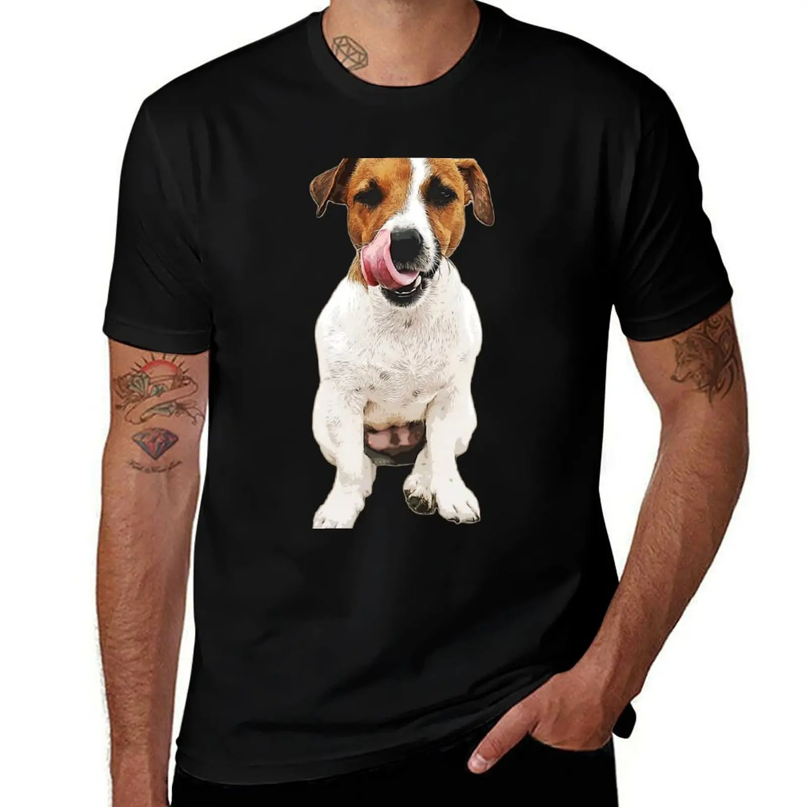 Jack Russell Terrier Dog Cute Wink and Lick T-Shirt funny t shirts cotton man t shirts high quality luxury brand T-shirt