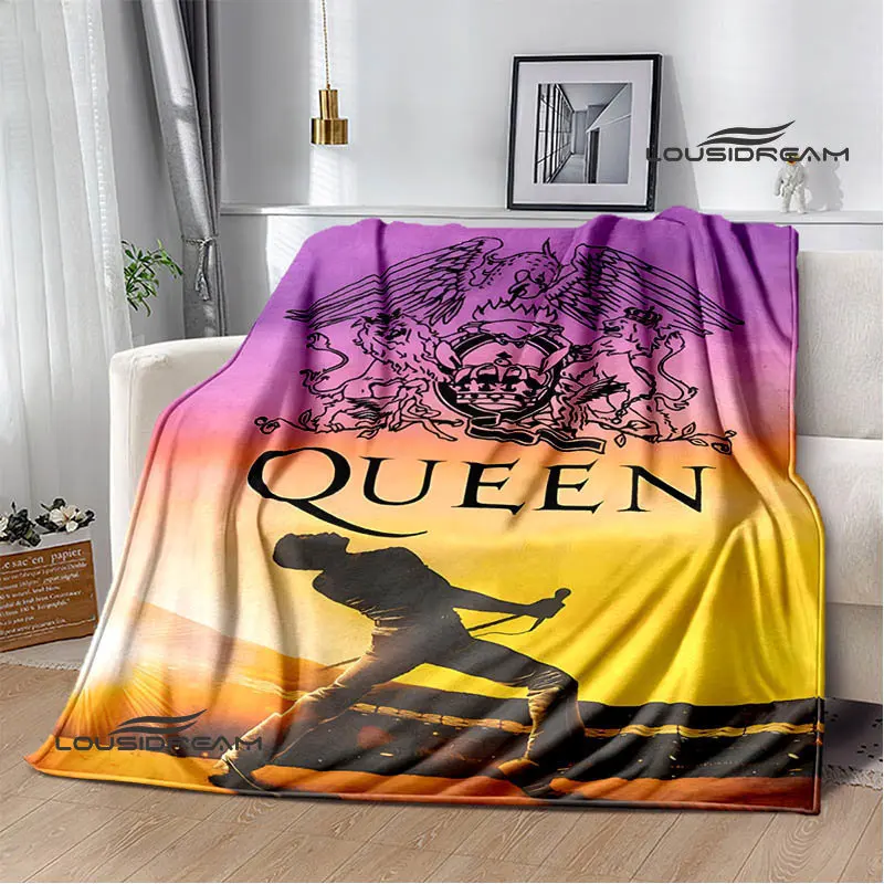 Queen band Print Blanket Picnic Blanket Flannel Soft Cozy Home Travel Blanket Thin Blanket Bed Blanket Birthday Gift