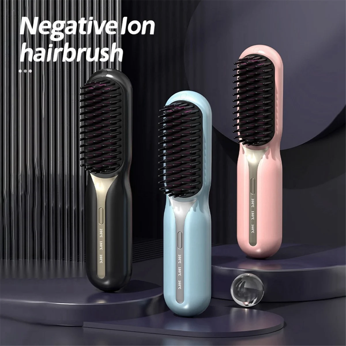 Cordless Hair Straightener Hot Heating Comb Professional Electric Brush for Hair Smoothing Iron Negative Ion Hair Care B