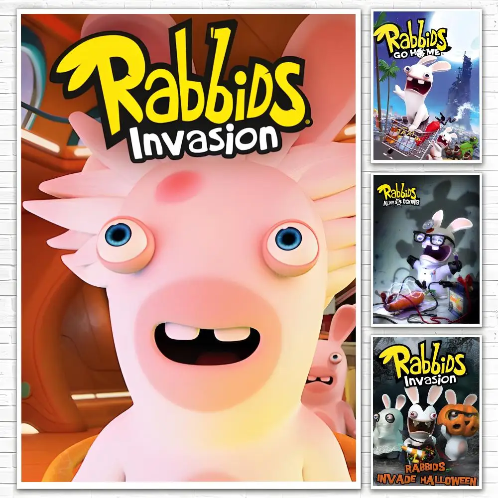 Anime Rabbids Invasion Poster Poster All-match HD Waterproof Self-Adhesive Wall Art Sticker For Home Bedroom