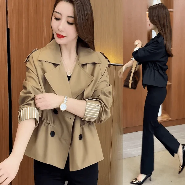 

Повседневная модная свободная ветровка для женщин, осенняя коллекция 2024, с простым дизайном, универсальная, стройнящая, трендовая