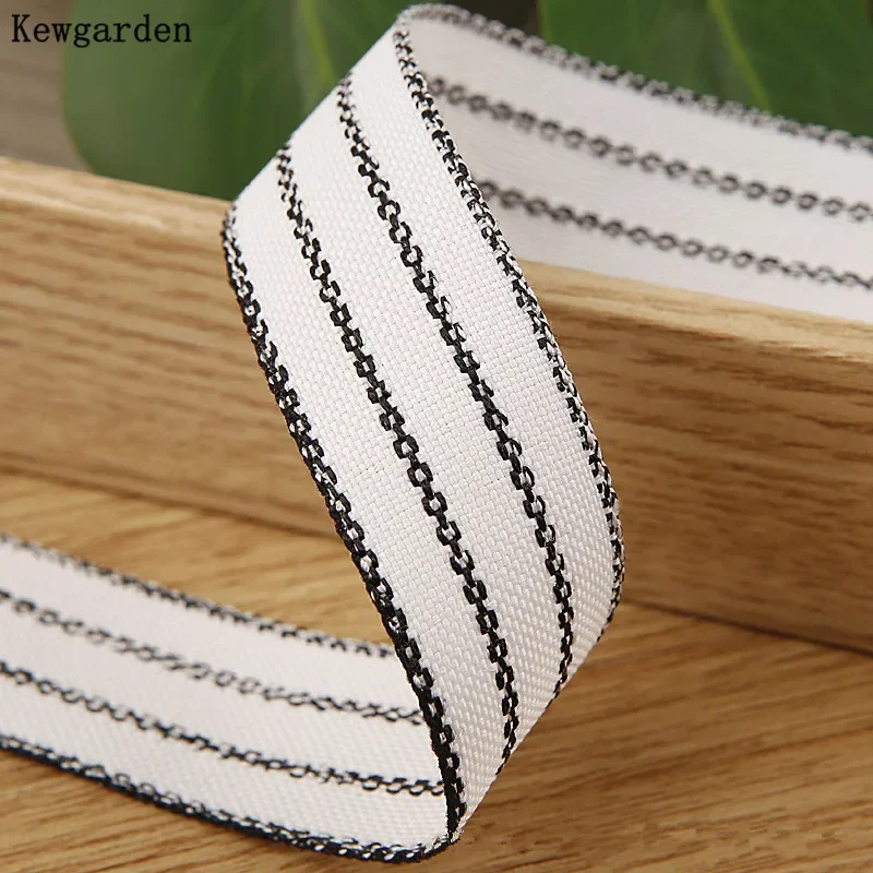 Kewgarden Stripe Cotton lniana wstążka 38 25 10mm 1 \