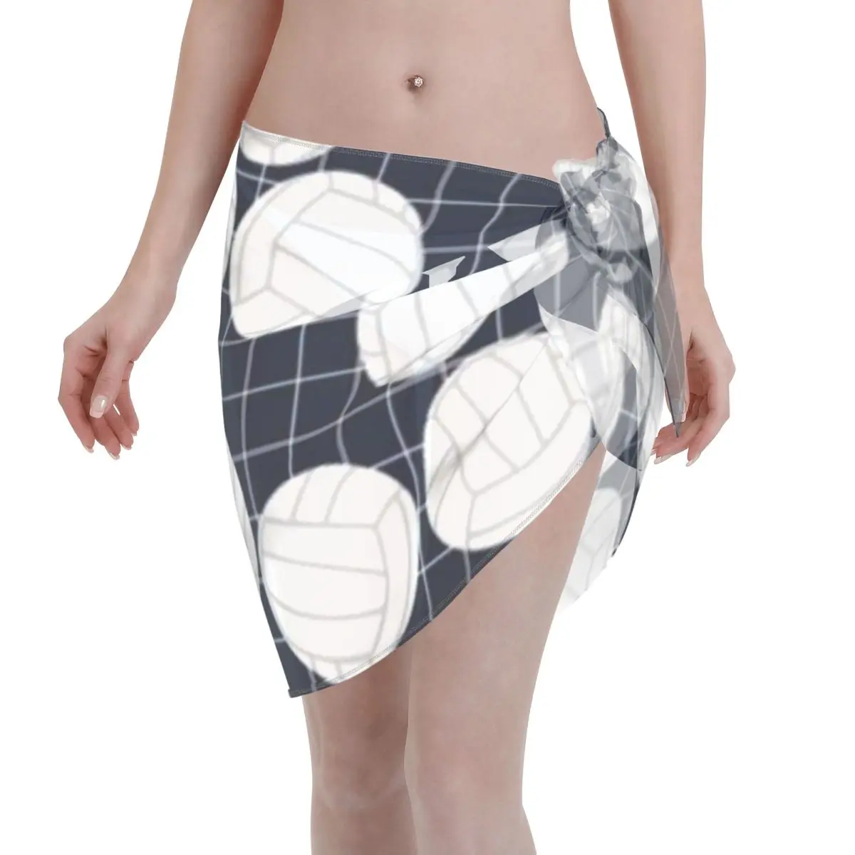 

Promotion Volleyball Pattern Women's Beach Wrap SkirtSeafood Restaurant Outing Beach Towel Wrap