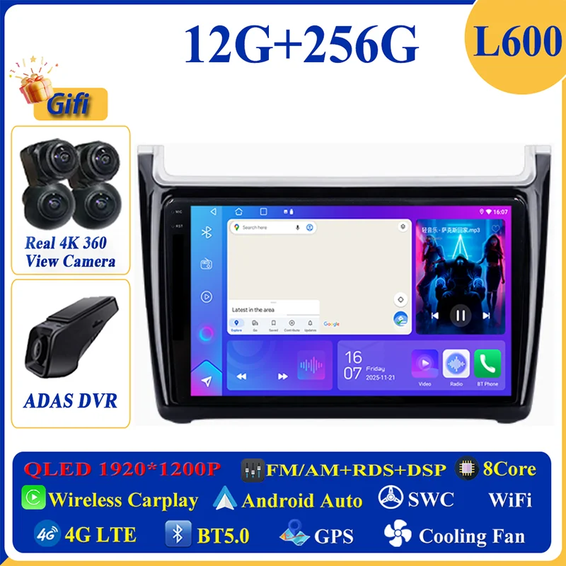 Android 16 Carplay Auto voor VW Volkswagen POLO 5 2008 - 2017 autoradio multimediaspeler navigatie GPS geen 2Din 2 Din DVD