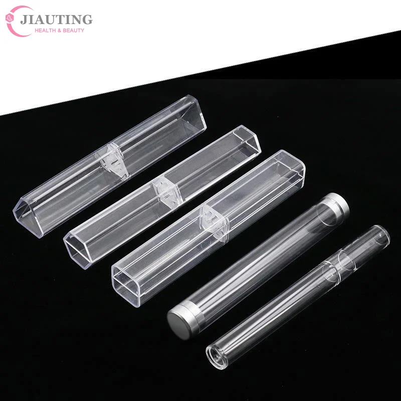 1pcs PC Packaging Tube Storage Box Clear Tweezers Box Plastic Tube Cylinder Square Pipe For Makeup Tool