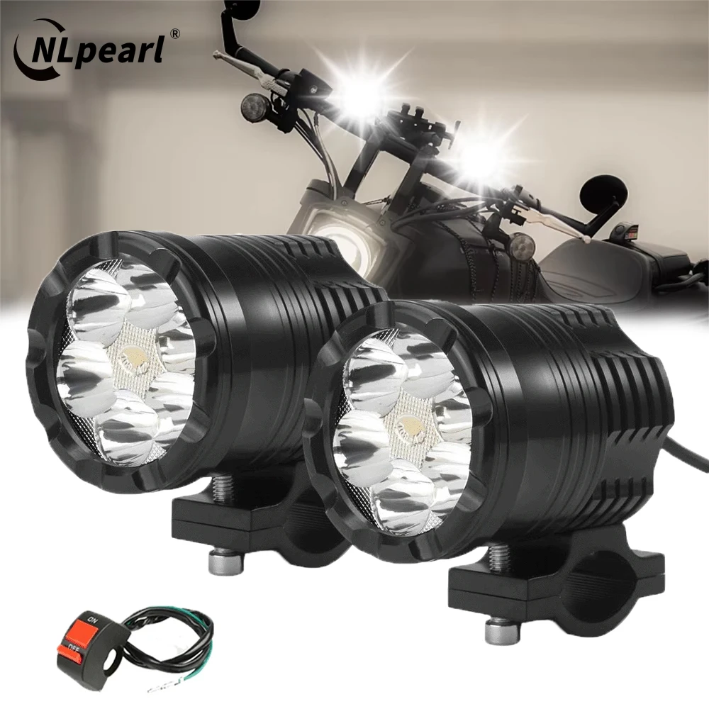 NLpearl 60W Motocycle LED Headlight Universal Moto Spotlight LED Auxiliary Fog Light Driving Lamp LED Moto Assemblie Lamp 12V