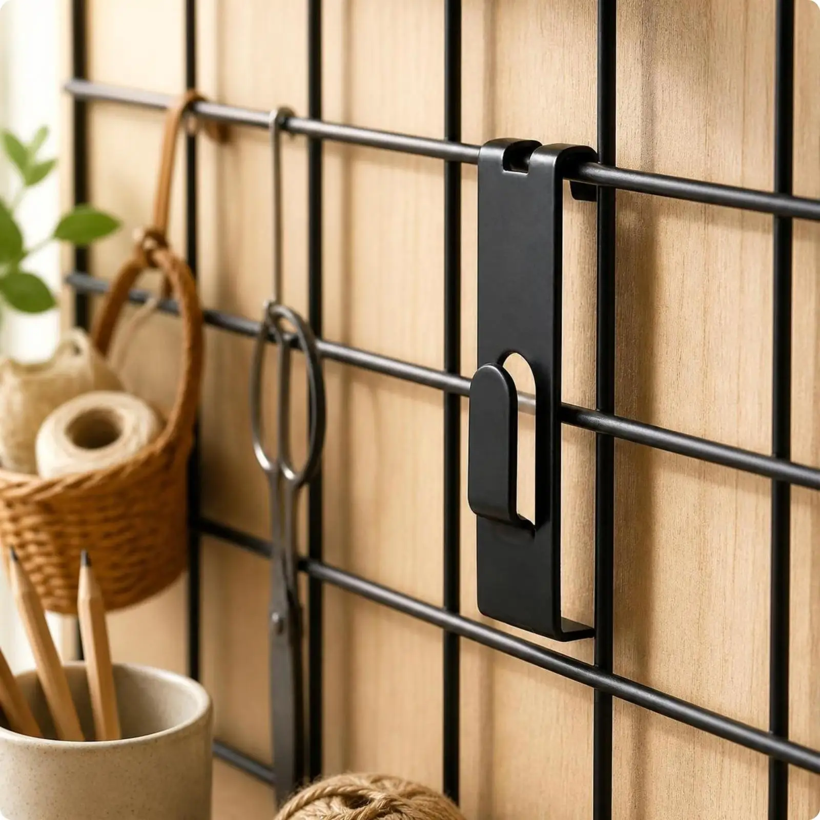 Metal Wall Hook Black for Grid Wall Panel Double Hook Iron Perforated Board Hook for Hanging Decor and Tools