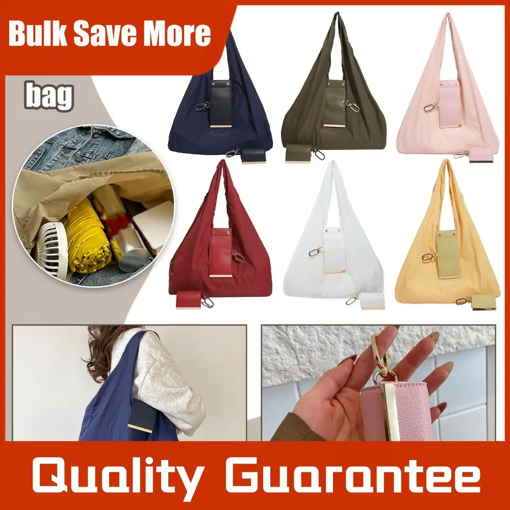 

Многоразовая мини-сумка-шоппер на ключнице, вместительная тканевая сумка для хранения, легкая складная сумка для покупок, экологичная, расширяемая