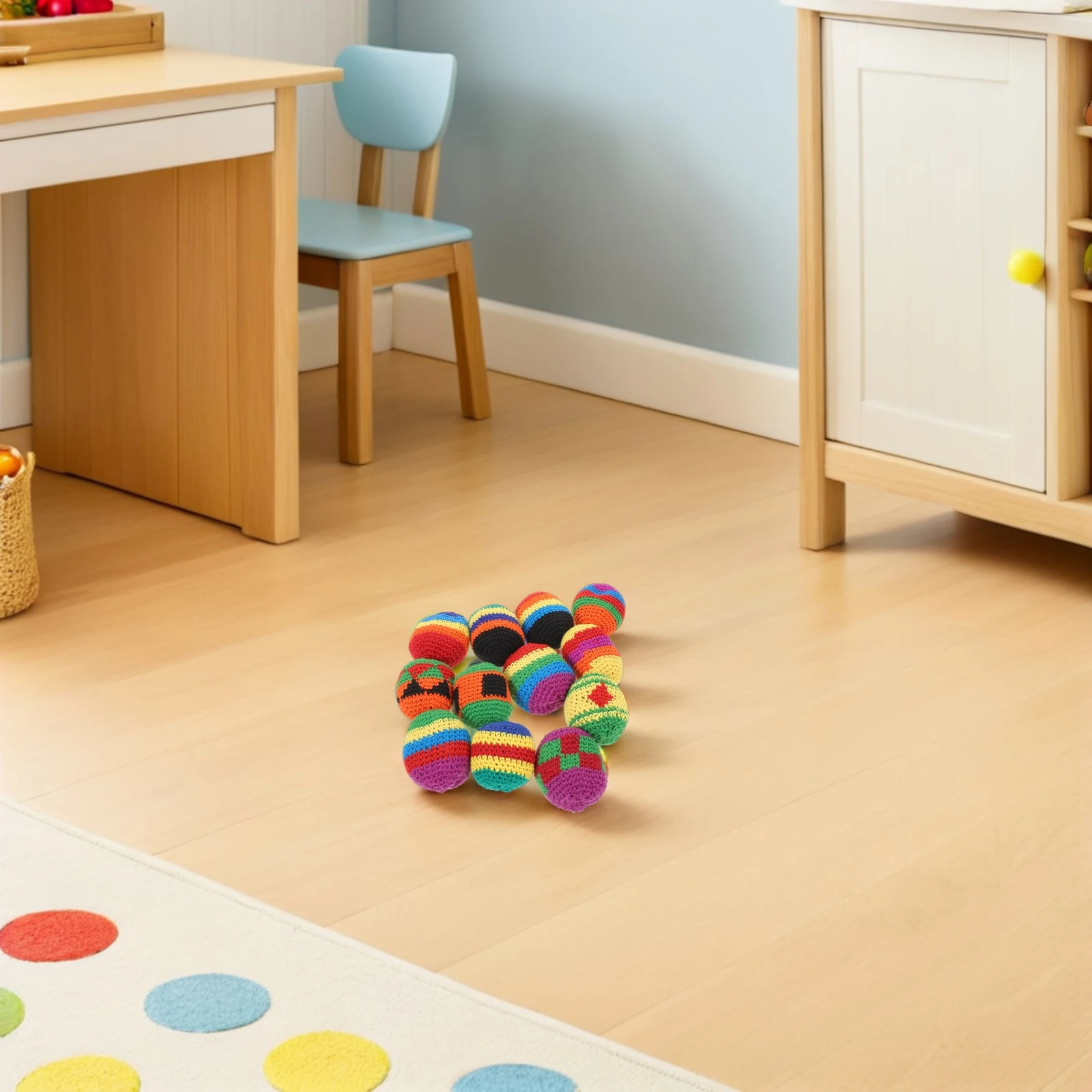 

12Pcs Mini Sand Bags for Toddlers Handcrafted Wool Yarn Throwing Balls Bright for Eye-Hand Coordination Safe