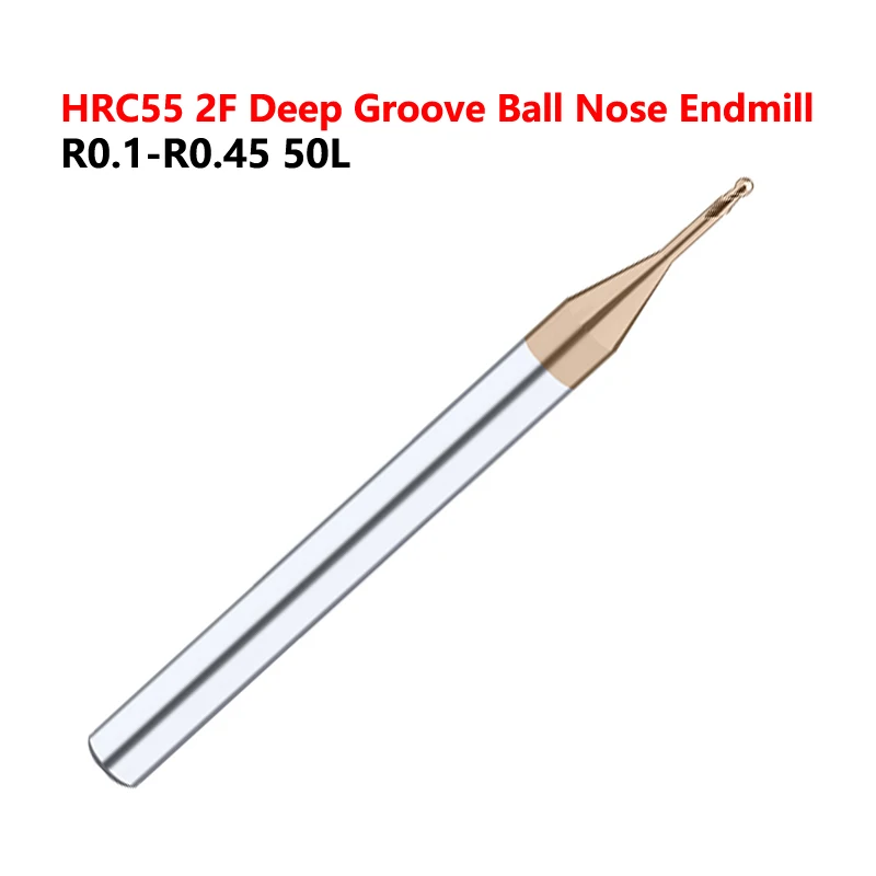 

OYYU Micro Diameter Long Neck Ball Nose End Mill R0.1 R0.15 R0.45 CNC Tungsten Steel Ball Head Deep Groove Milling Endmills 50L