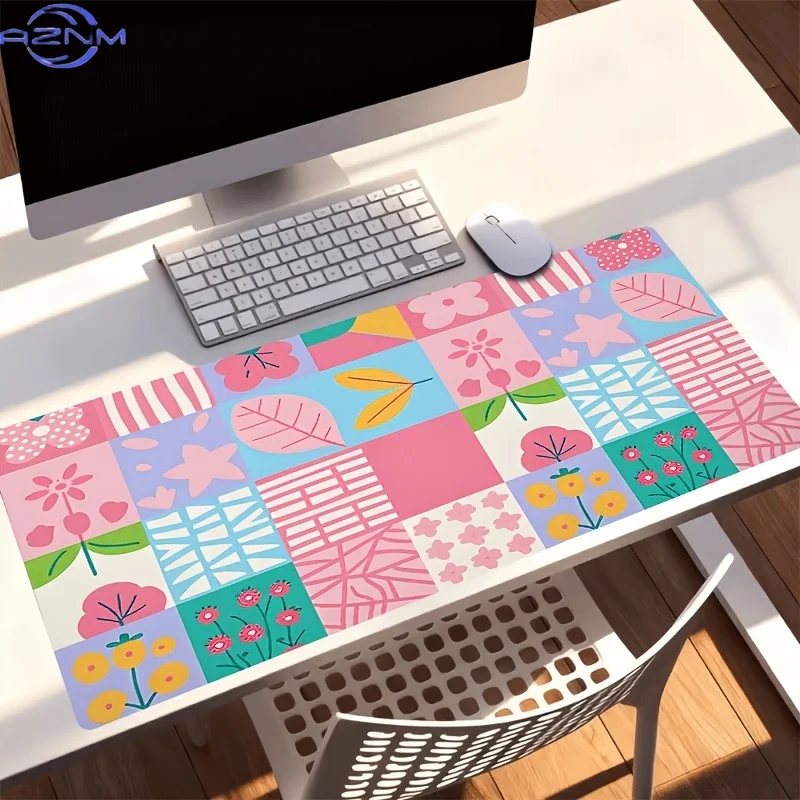 1pc Extra-large, Non-slip, Durable Desk Mat, Mouse Pad, Featuring Vibrant Floral Patchwork Desk Mat, Large Extended Mouse Pad fo