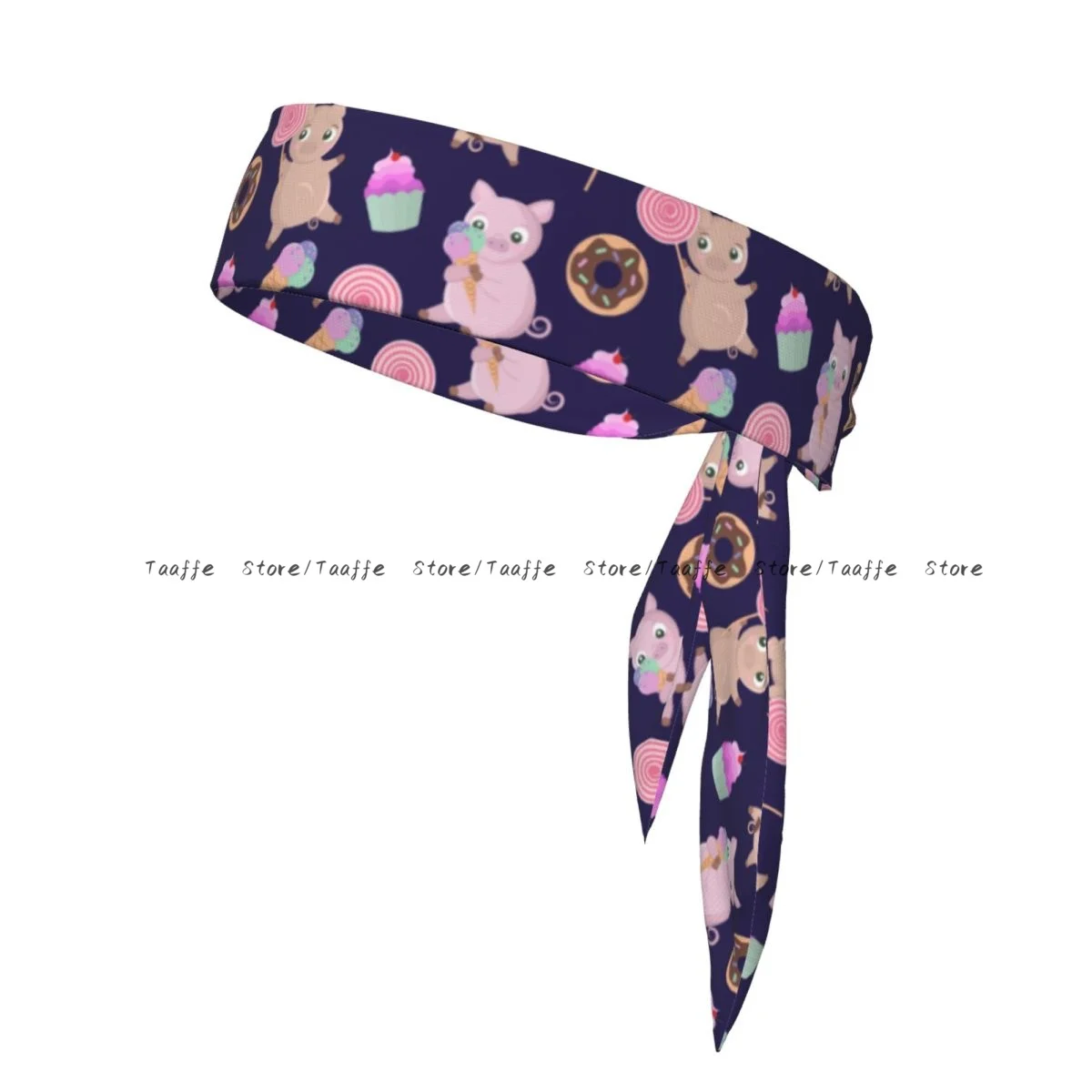 

Head Tie Sports Headband Cartoon Pigs Donuts Sweets And Cakes Athlete Sweatbands Head Wrap For Working Out Running Yoga