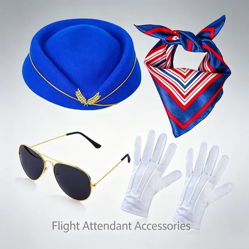 

Retro Air Miss Hat and Scarf Set 1950s Role Playing Halloween or Retro Party Complete PE Era Accessories