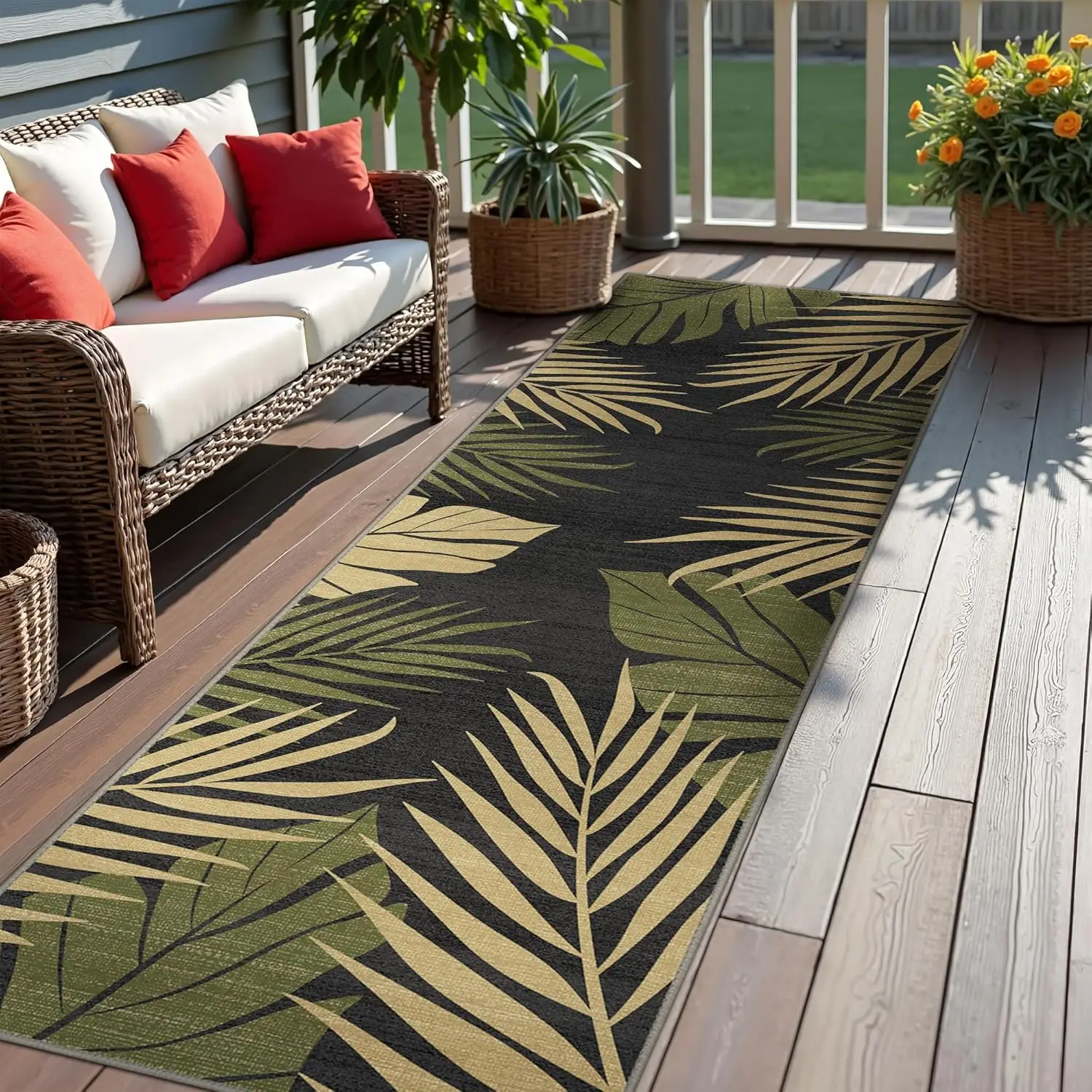 

Outdoor Rug 2.5' x 8' for Patio Waterproof Clearance, Washable Patio Rug Non Slip, Indoor Outdoor Rug for RV, Picnic, Backyar