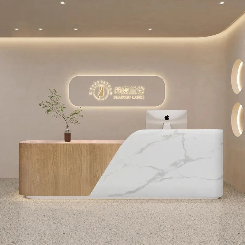 

Beauty Center Reception Minimalist Church Pulpito Executive Office Furniture Shop Service Counter Wooden Podium Stand Table Home
