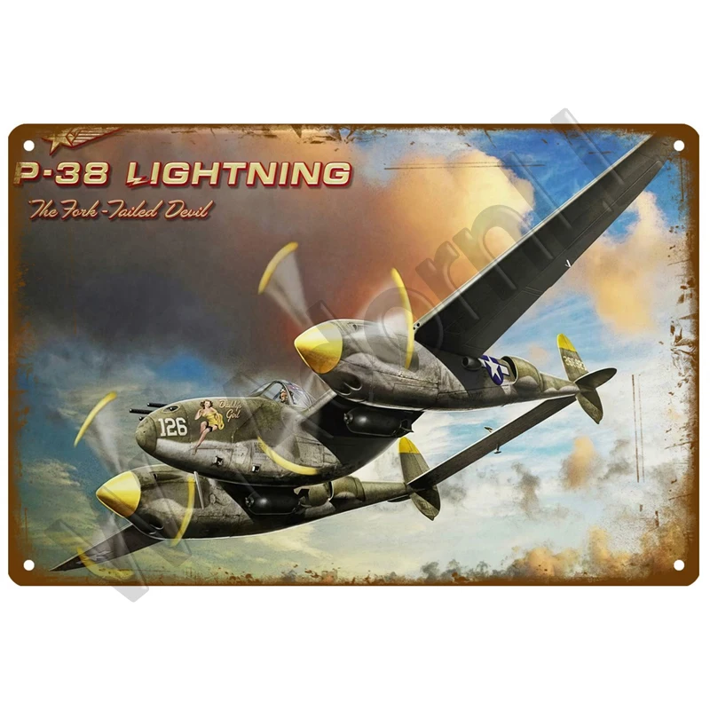 Metal Sign Aircraft Plate Retro Tin Sign Fighter Jet Plane Vintage Metal Plaque Painting Living Room Home Wall Decoration Decor